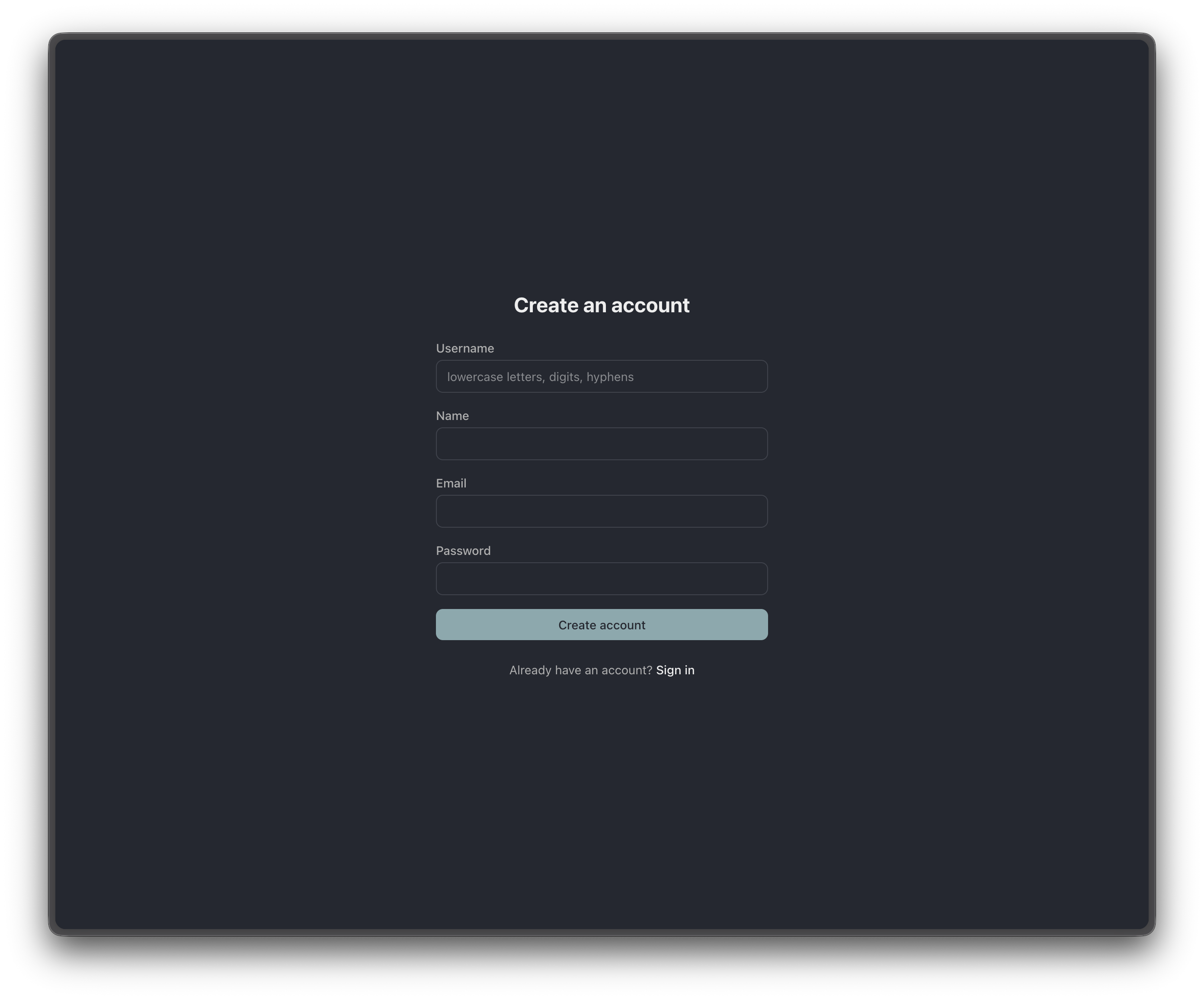 Create account