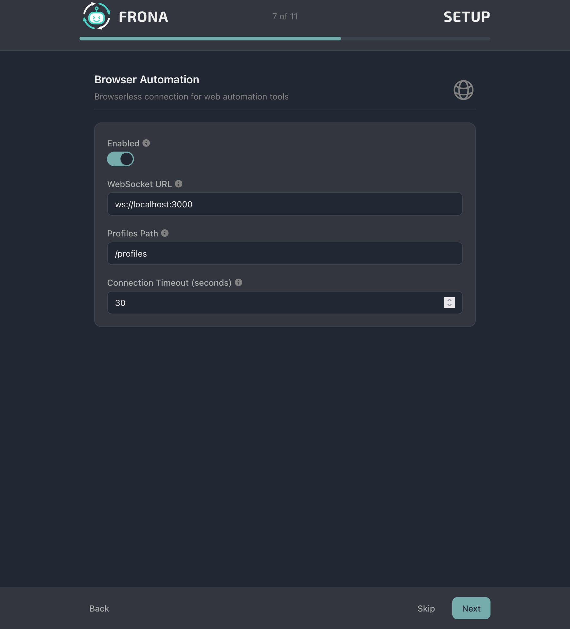 Setup browser