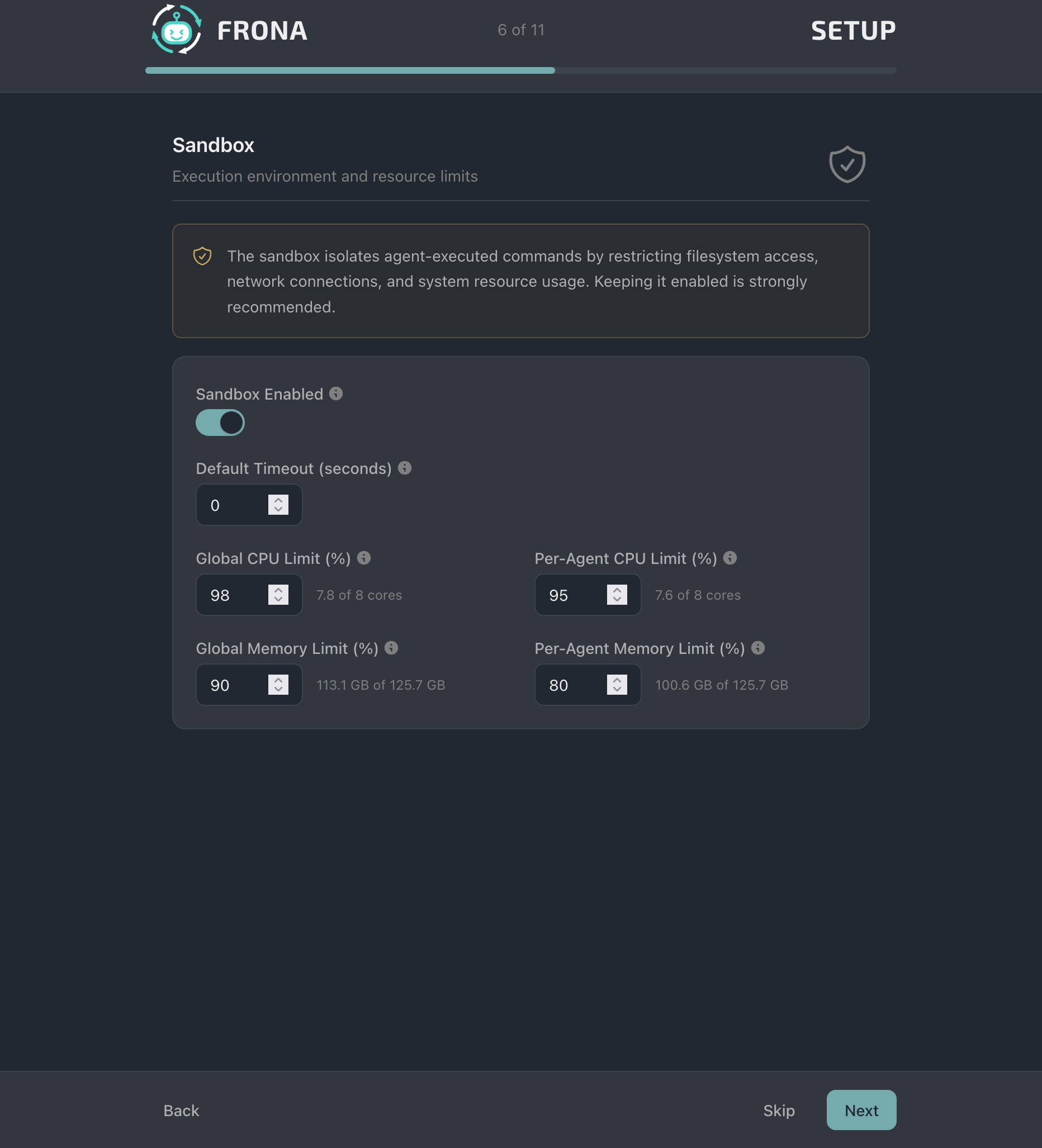 Setup sandbox