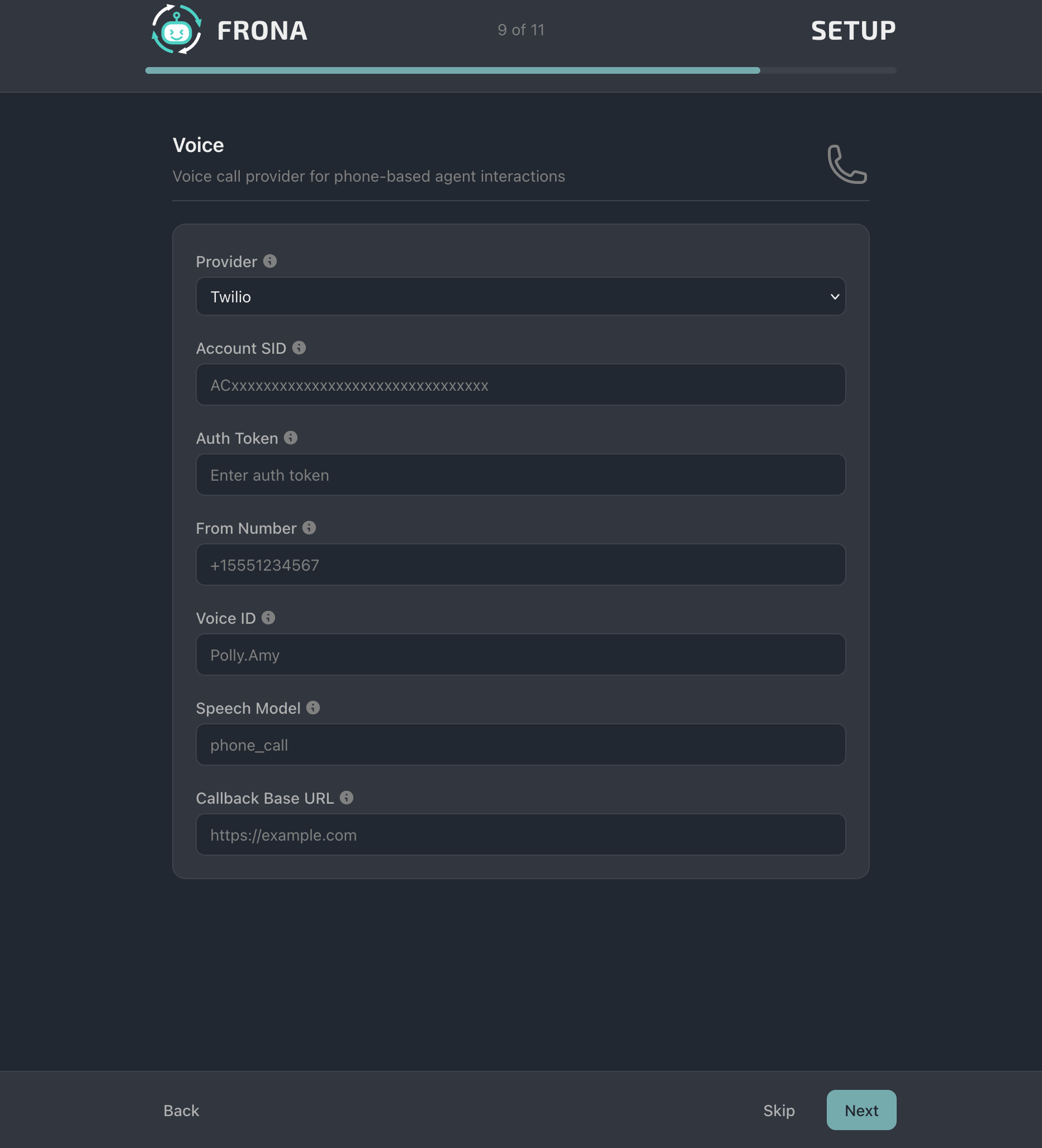Setup voice